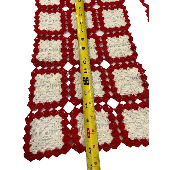 Vintage Set of 3 Crochet Granny Square Pattern Red White 3 Sizes Handmade - Picture 4 of 7